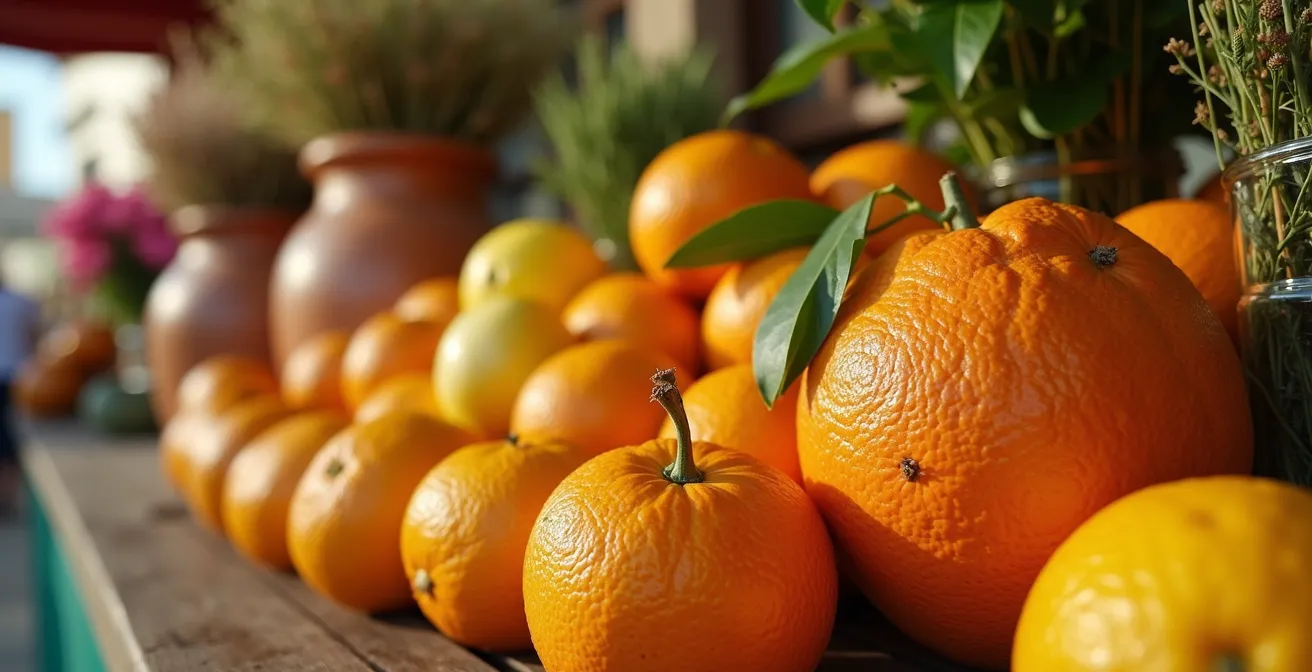 Étalages vibrants du Marché Forville avec fruits et légumes provençaux colorés, fleurs fraîches, vendeurs locaux conversant, lumière naturelle matinale